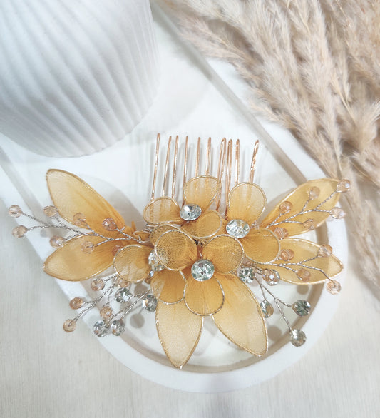 Yellow Floral Elegance Hair Comb