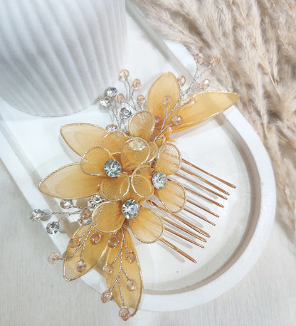 Yellow Floral Elegance Hair Comb
