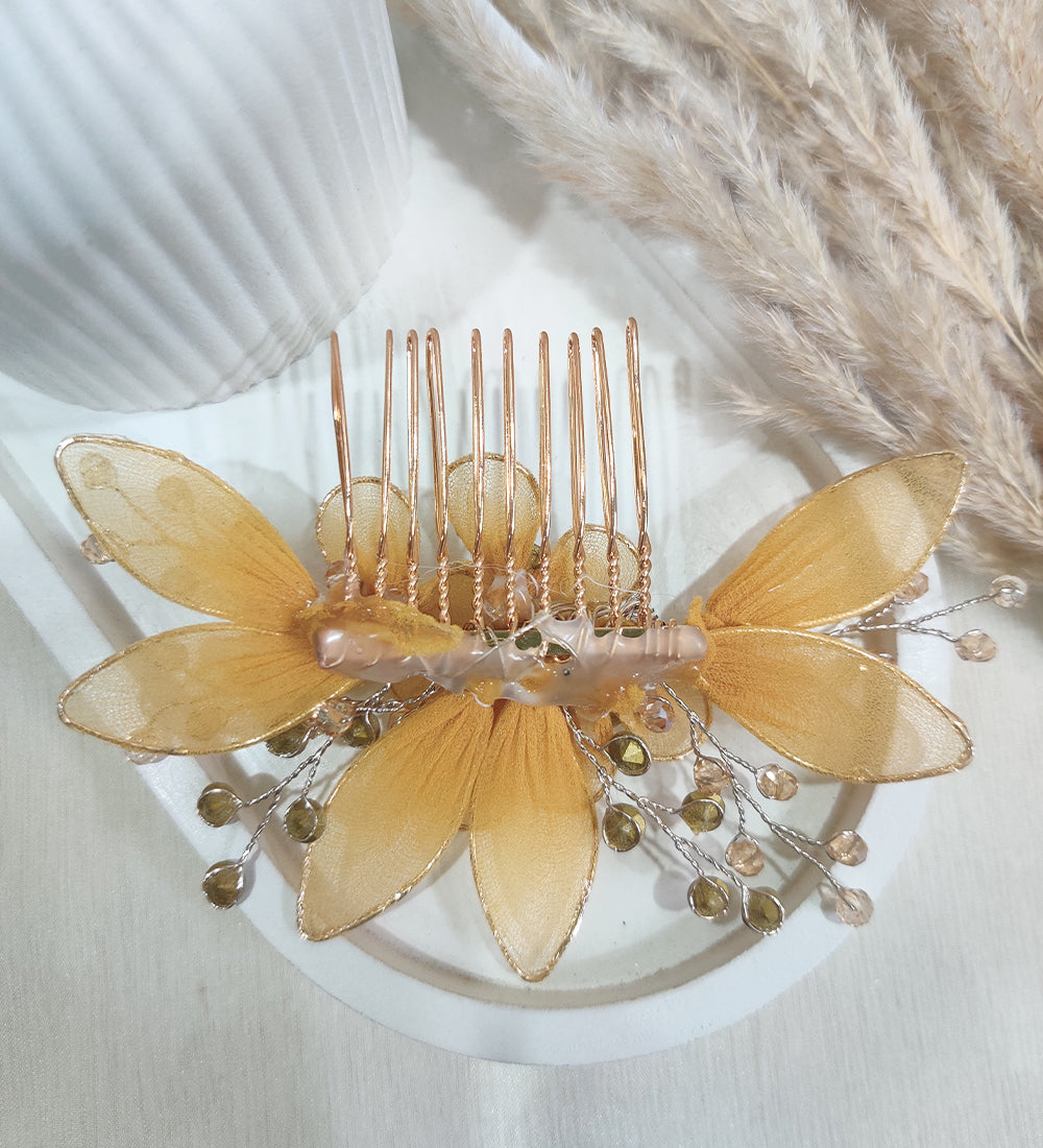 Yellow Floral Elegance Hair Comb