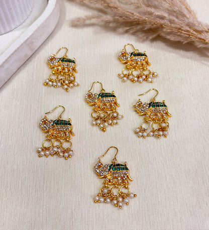 Turquoise Traditional Elephant with Pearls