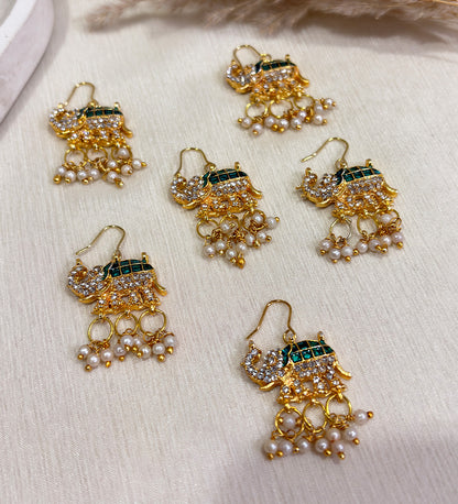 Turquoise Traditional Elephant with Pearls