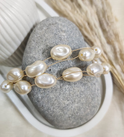 Gold-Plated Pearls Multistrand Bracelet