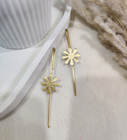 Matte Gold Floral Cuff Earrings