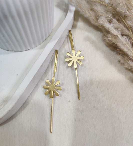 Matte Gold Floral Cuff Earrings
