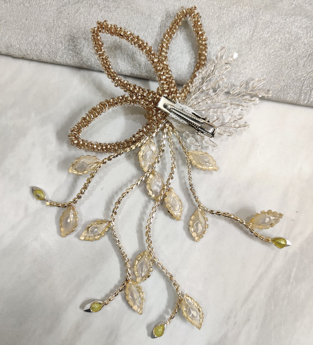 Golden Crystal flower Rhinestone Clip
