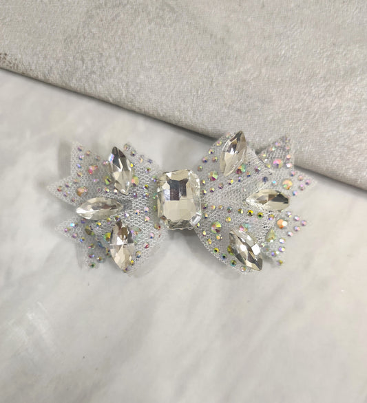 Small Silver Crystal Net Bow