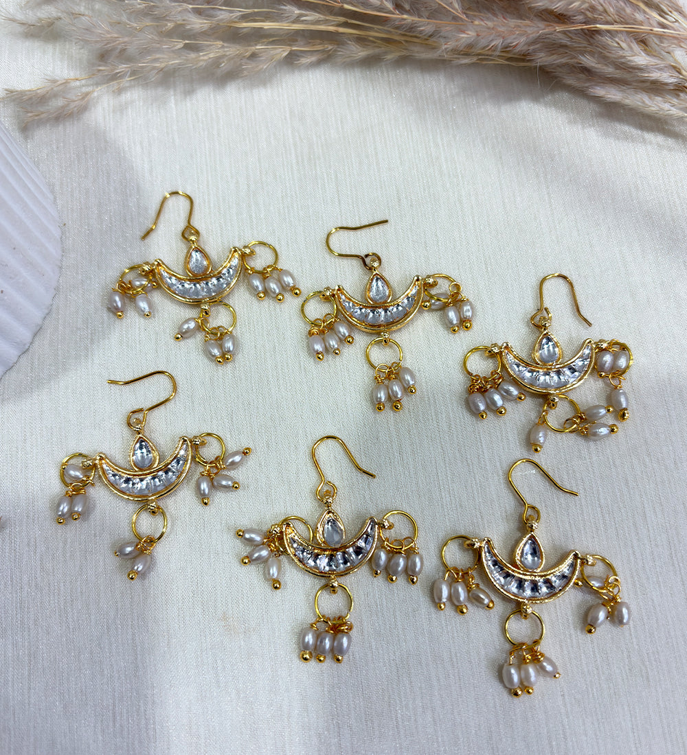 Kundan Moon Pearl Drop
