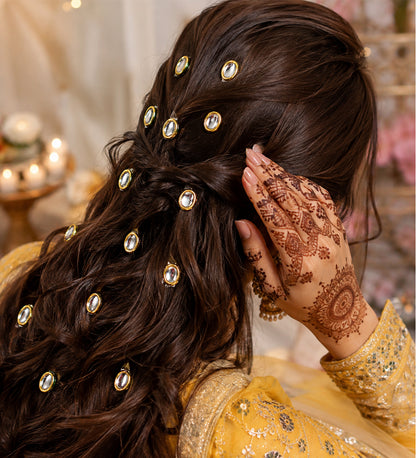 Oval Gold Mirror Hair Stickers