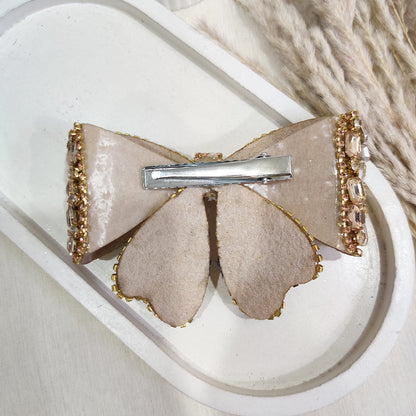 Golden Shimmering Stone Bow Hair Clip