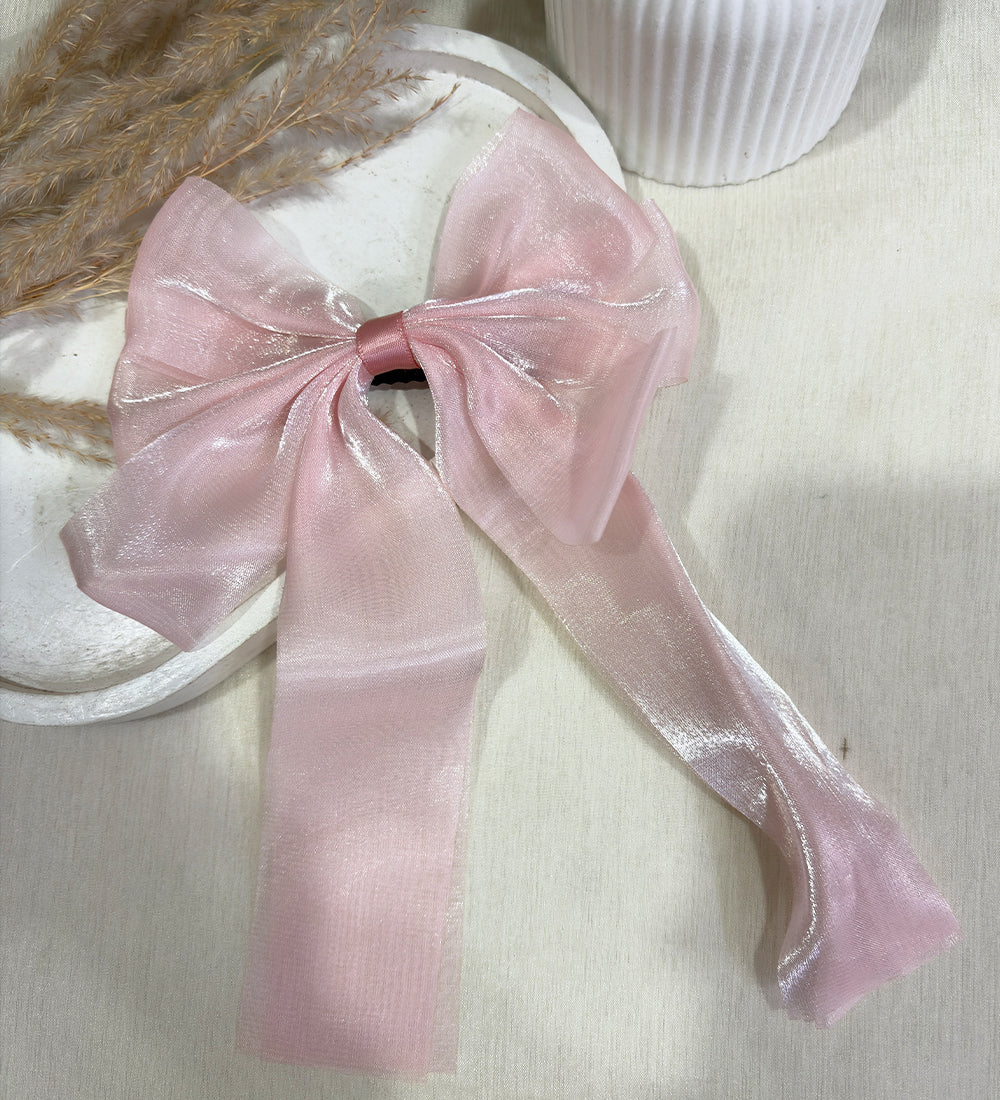 Organza Hair Bow with Long Ribbon