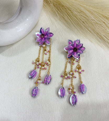 Floral Beaded Hair Chain with Crystal Drops