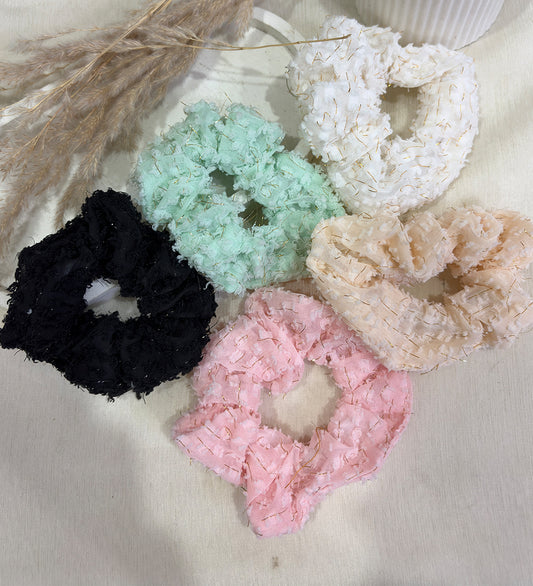 Pastel Textured Scrunchies Set of 5