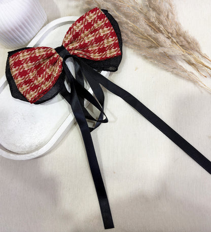 Textured Bow with Black Ribbon