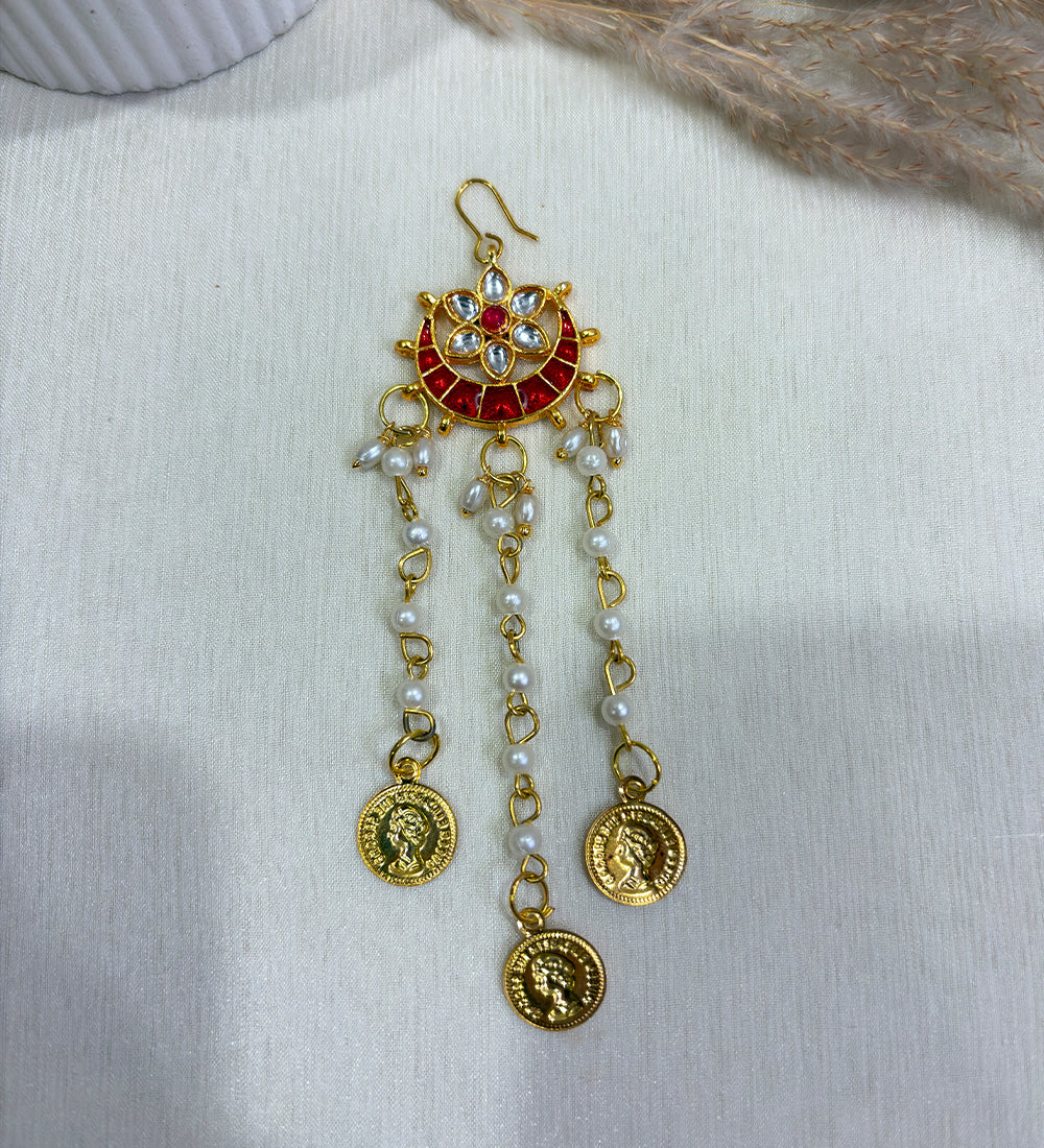 Emerald Arc Kundan Pearl Coin