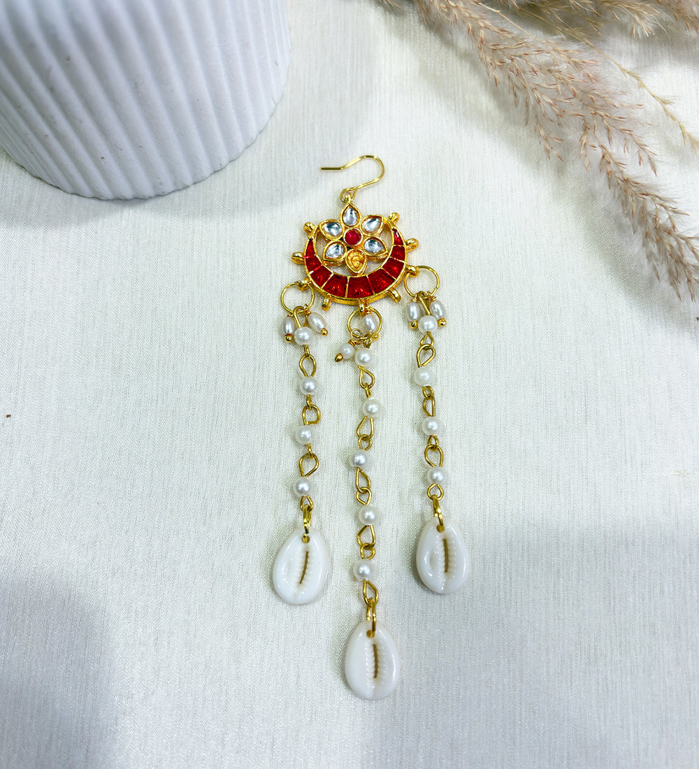 Emerald Arc Kundan Pearl Cowrie