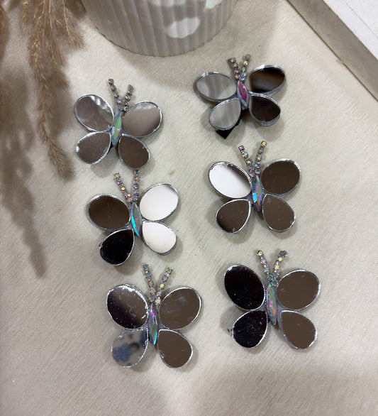 Mirror Shine Butterfly Hair Clips