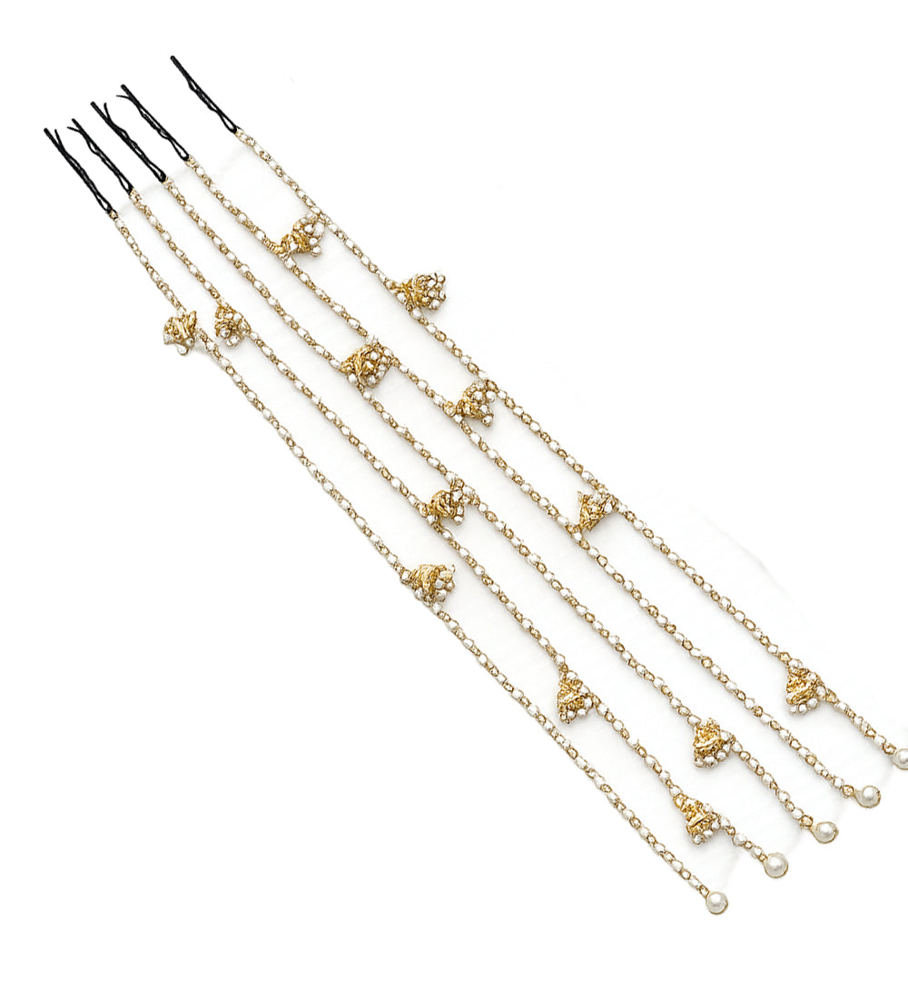 Gold Pearl Jhumka Hair Chain
