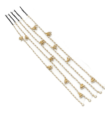 Gold Pearl Jhumka Hair Chain