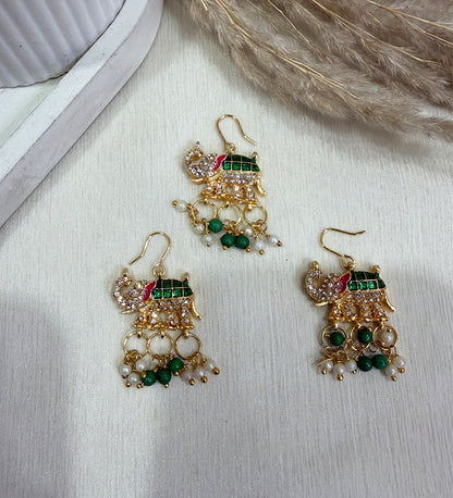 Red Green Traditional Elephant with Pearls