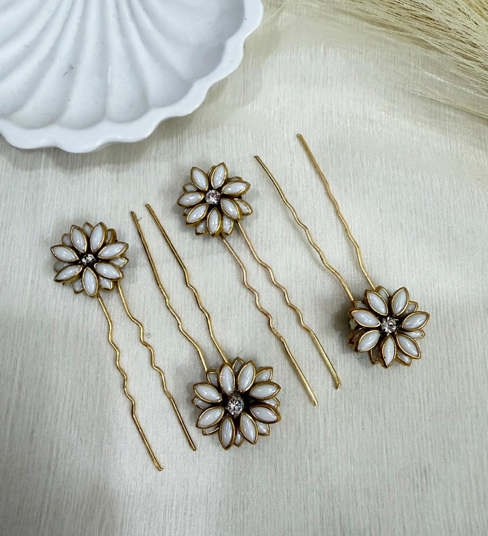 Emerald Floral Hair Pins