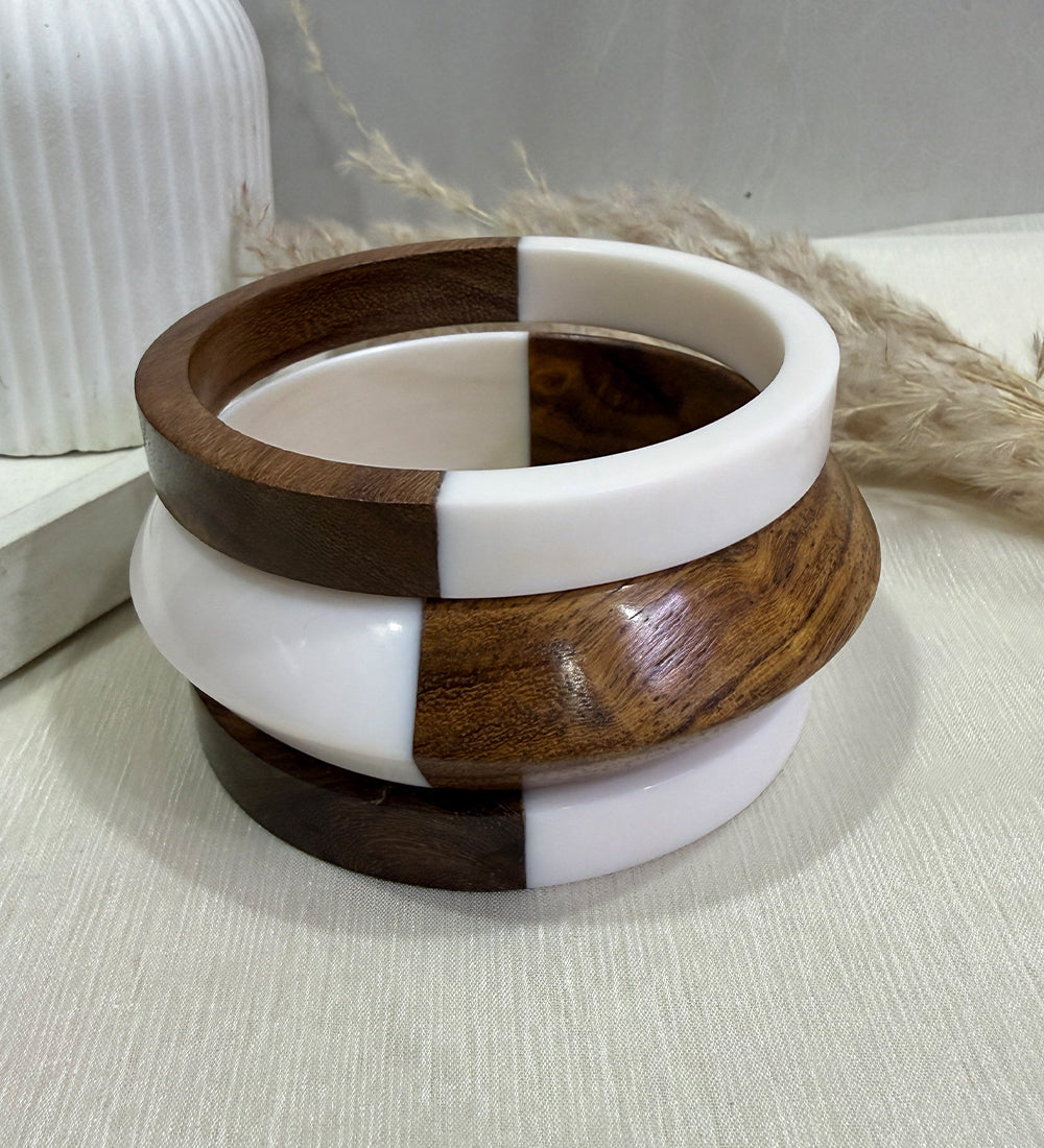 Modern Dual Shade Wooden Resin Stack Bangle