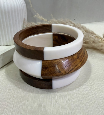 Modern Dual Shade Wooden Resin Stack Bangle