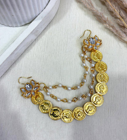 Gold Coin Pearl Hair Chain