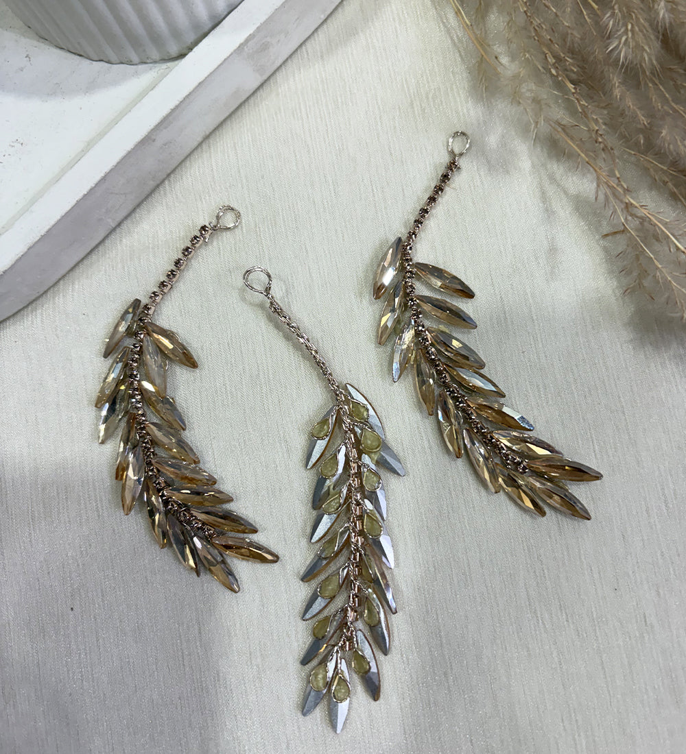 Golden Crystal Rhinestone Leaf