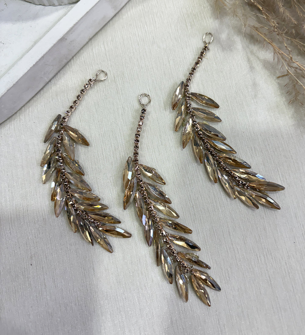 Golden Crystal Rhinestone Leaf