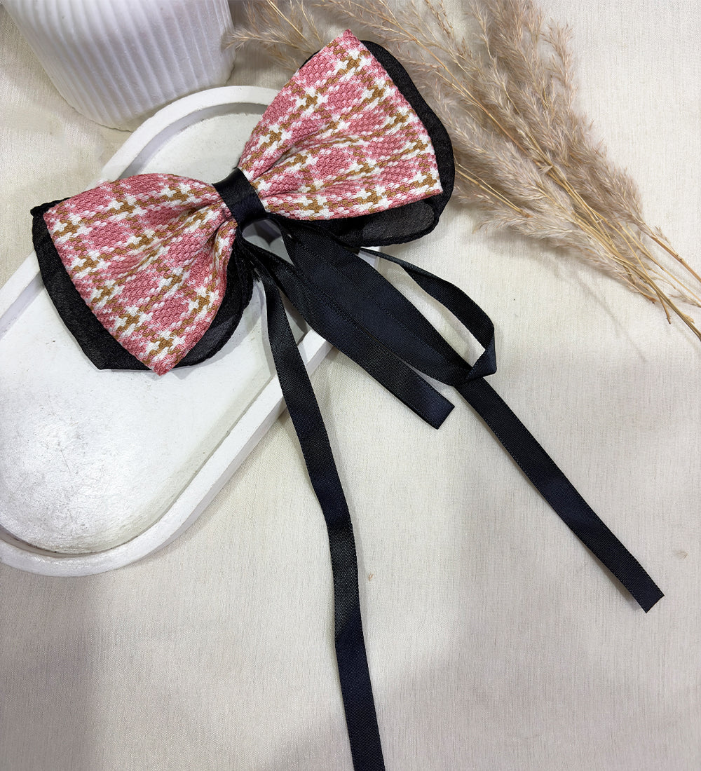 Textured Bow with Black Ribbon